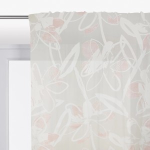 t.b.t. tenda in tessuto voile con motivo floreale bianco e rosa.