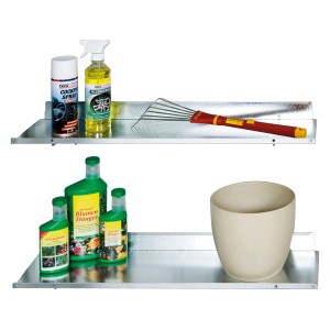 Set di mensole Biohort per StoreMax 190: 2 ripiani in acciaio e supporti per sfruttare al meglio lo spazio.