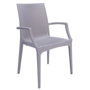 Sedia da giardino senza cuscino Bistrot rattan grigio perla 57x53x87 cm