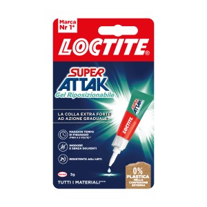 Loctite Super Attak Gel, colla riposizionabile per diversi materiali.