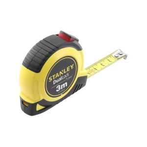 Metro a nastro Stanley DualLock giallo e nero, 3m, per misurazioni precise.