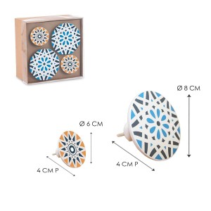 t.b.t. pomelli, set da 4, diverse dimensioni e motivo blu-bianco.