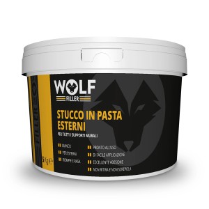 Secchio di stucco in pasta per esterni Wolf Filler bianco, pronto all'uso.