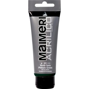 Tubo di colore acrilico Maimeri Acrilico, tonalità Verde ftalo. Ideale per artisti e hobbisti.