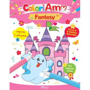 Album Coloriamo Fantasy 32 pagine con elementi nascosti e diploma