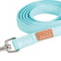 Guinzaglio per cani turchese con moschettone argentato.