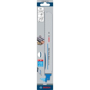 Set di lame per seghetti alternativi Bosch, 5 pezzi, per metalli spessi. Attacco universale.