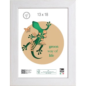 Cornice bianca, 13x18 cm, con motivo "Green way of life".