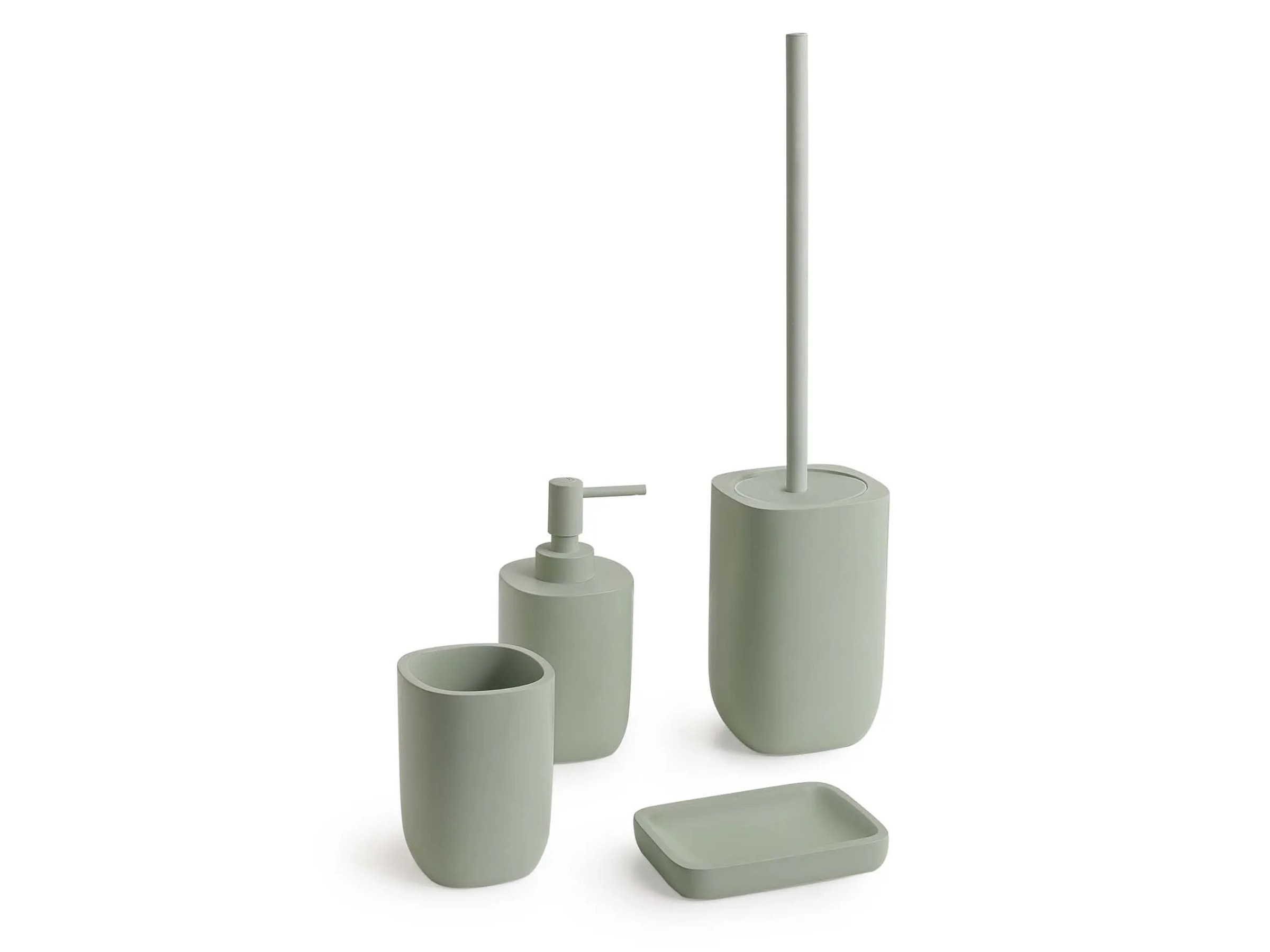 Blue Canyon Santorini - Scopino per WC con supporto per bagno, testina flessibile in plastica per una pulizia profonda, dimensioni compatte, design elegante, verde menta