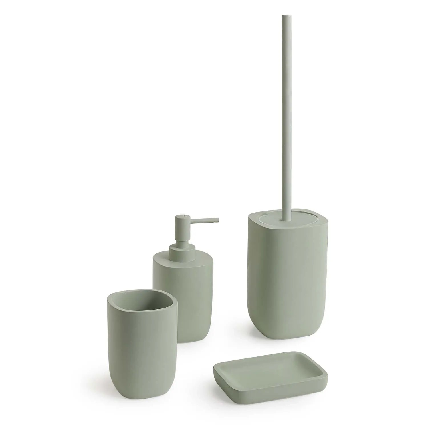 Set 5 accessori da appoggio in ceramica verde salvia - Wilma di Gedy