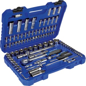 Set di chiavi a bussola LUX da 94 pezzi (1/4 & 1/2) in valigetta blu. Set di attrezzi per viti.