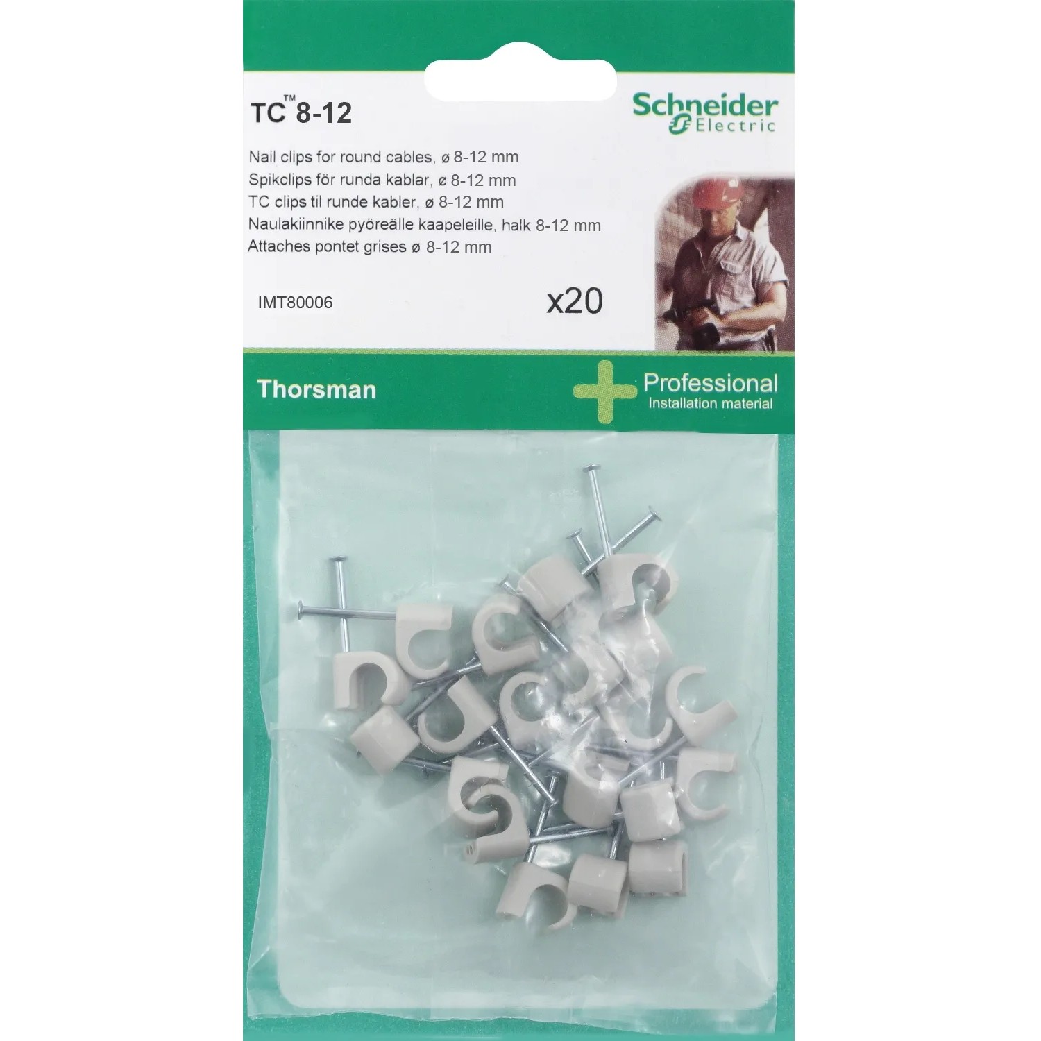 Clip a staffa Schneider Electric, 20 pz, per cavi diametro 8-12mm, per un fissaggio facile.