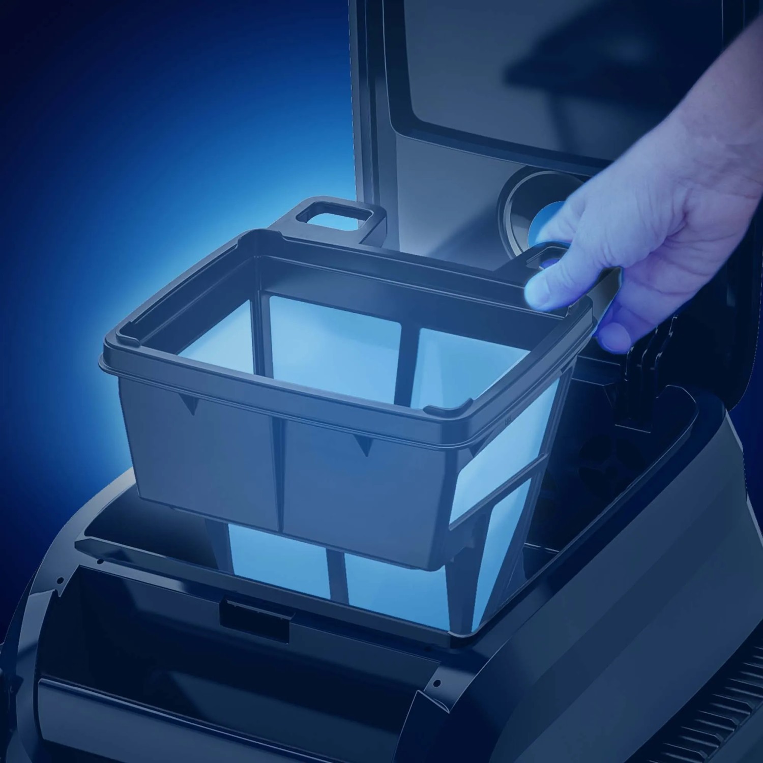Rimozione del cestello del filtro sul robot pulitore per piscine Zodiac Sweepy SWY3520.