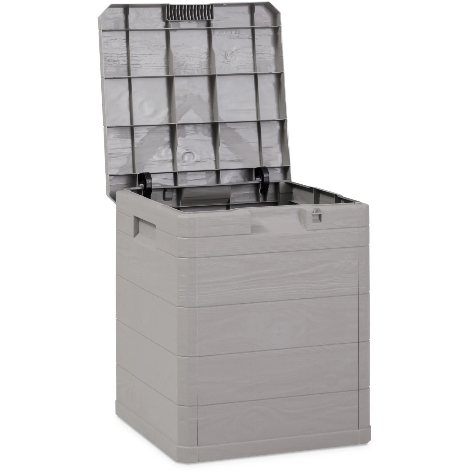 Box da giardino / contenitore grigio aperto t.b.t. con effetto legno.