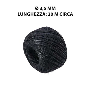 Gomitolo di spago nero t.b.t., circa 20 m, per uso versatile.