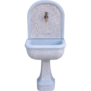 Fontana da giardino decorativa in pietra con rubinetto in ottone per esterni.