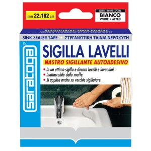 Nastro sigillante autoadesivo Saratoga per lavelli, facile da applicare.