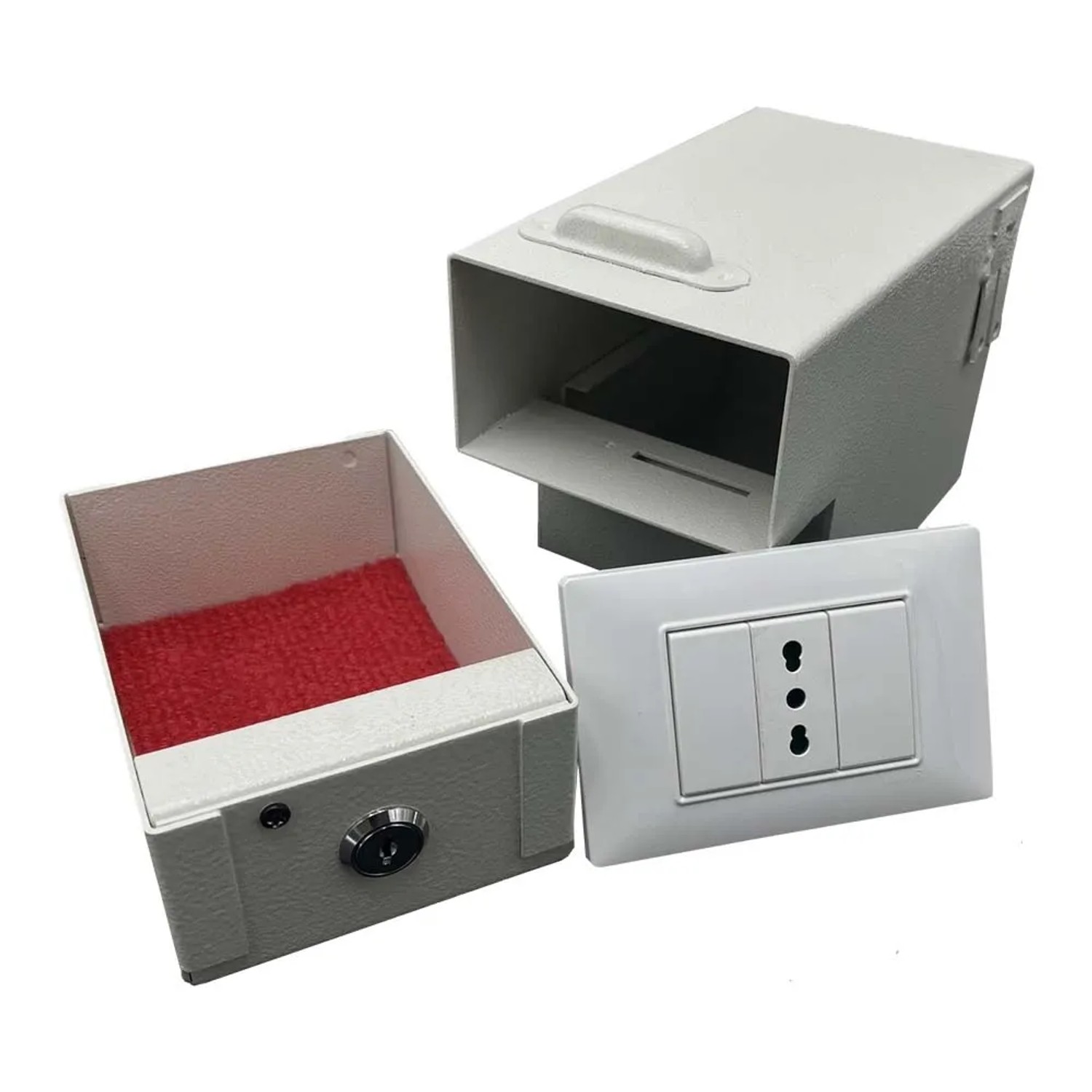 Cassetta di sicurezza finta presa elettrica con vano nascosto bianco_2