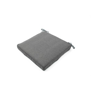 Cuscino grigio per seduta da esterno con lacci.