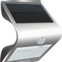 Moderna lampada solare a LED da esterno argentata con sensore di movimento.