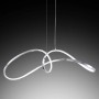 Moderna lampada a sospensione a LED t.b.t. in look cromato per spazi abitativi.