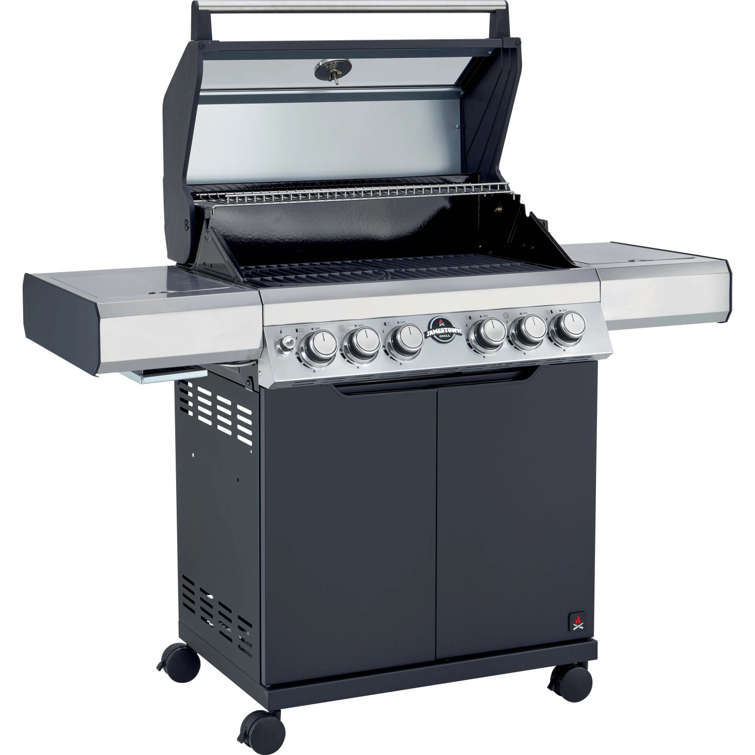 Barbecue a gas Jamestown Knox 4 bruciatori nero e argento 20,5kW_7