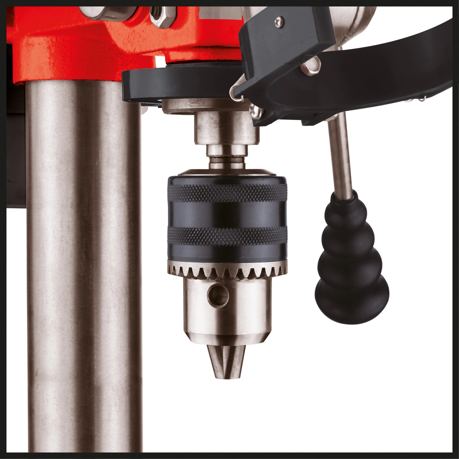 Dettaglio: Mandrino del trapano a colonna Einhell TC-BD 350, trapano da banco.