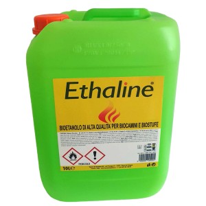 Tanica verde di bioetanolo Ethaline per caminetti e stufe, 10 litri.