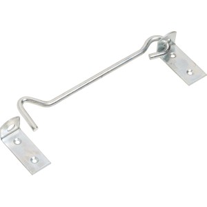 Gancio antivento zincato con piastra, 8 mm x 200 mm, per fissare porte e persiane.