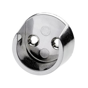 Supporto cromato per accessori mobili per aste appendiabiti.