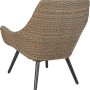 Dettaglio di una sedia del set di mobili da balcone Aliceville a 3 pezzi, in polyrattan verde-grigio.
