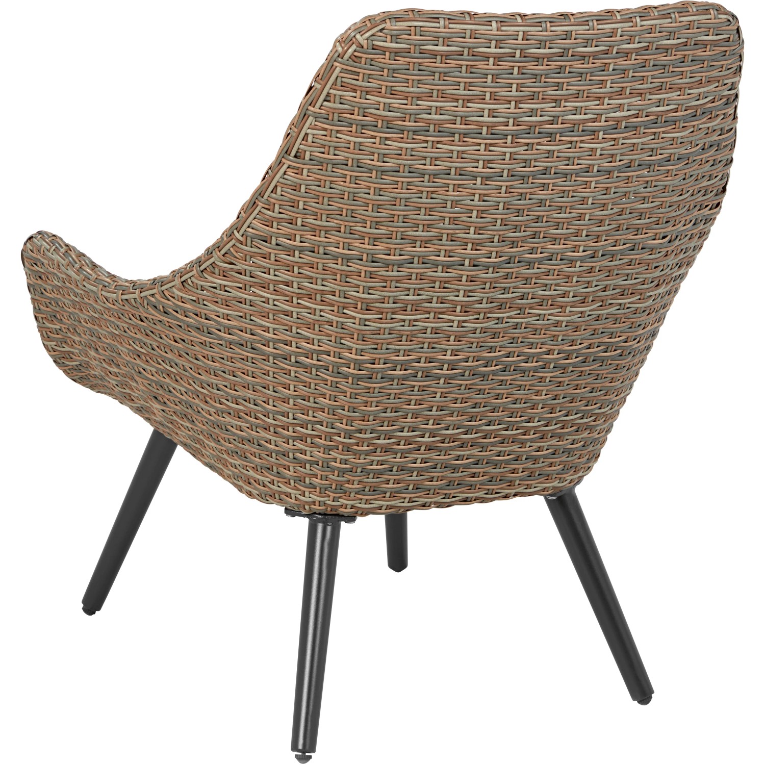 Dettaglio di una sedia del set di mobili da balcone Aliceville a 3 pezzi, in polyrattan verde-grigio.