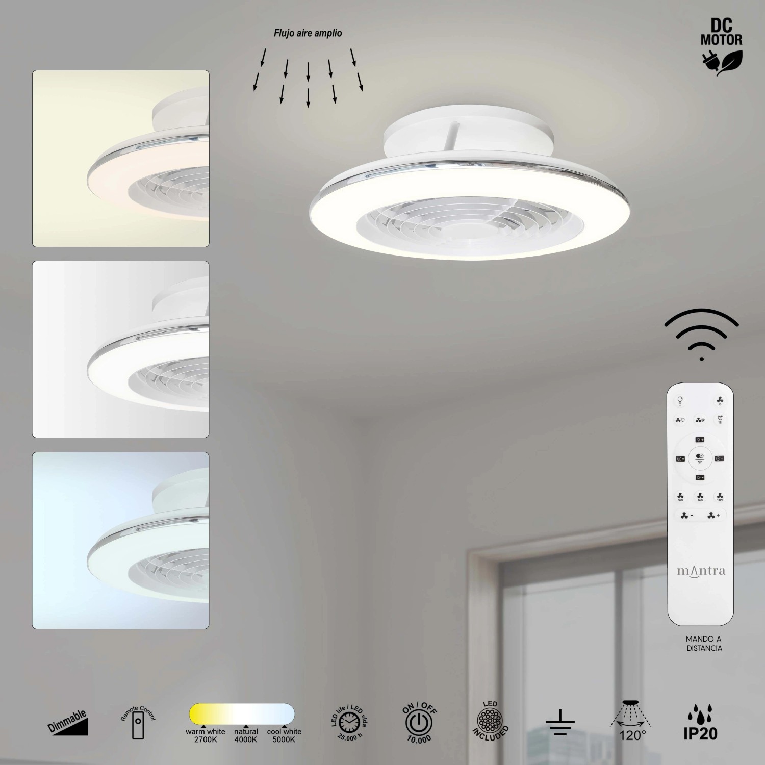 Planofiera LED 70W con ventilatore 30W Alisio Mini 16,5x52,5 cm bianco_8