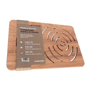 Tappetino doccia in legno con motivo, accessorio per doccia.