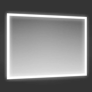 Specchio da parete rettangolare con illuminazione a LED.