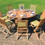 Tavolo allungabile da giardino tondo in teak 120/170x120 cm