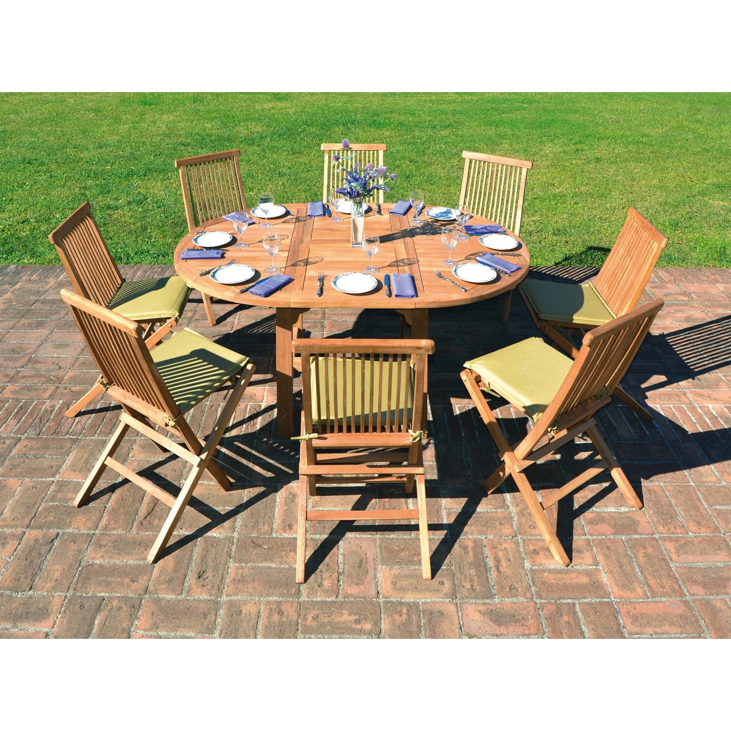 Tavolo allungabile da giardino tondo in teak 120/170x120 cm