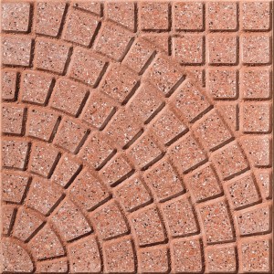Piastrella quadrata in terracotta con motivo per pavimentazioni esterne.