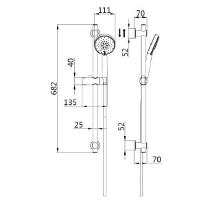 Saliscendi doccia Spectrum 3 getti gungrey
