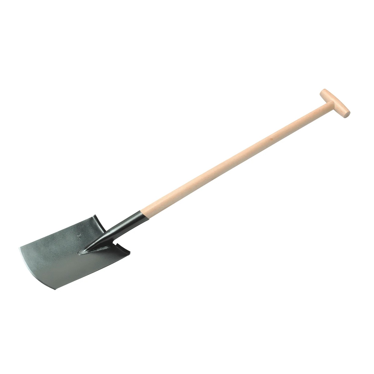 Vanga da giardino LUX con manico a T, manico in faggio 85 cm, lama in acciaio con protezione.