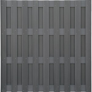 Pannello frangivista WPC antracite, 180x180cm, per giardino o terrazzo.