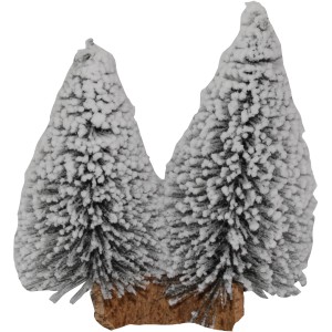 Mini alberi di abete innevati per il presepe, ideali per decorazioni natalizie.