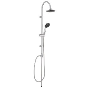 Colonna doccia t.b.t. con soffione e doccetta, finitura cromata.