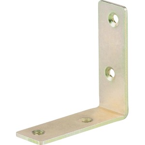 Angolare di costruzione zincato giallo, 60x60x20 mm, con fori per costruzioni leggere in legno.