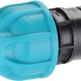 Connettore t.b.t. per irrigazione interrata, blu e nero.