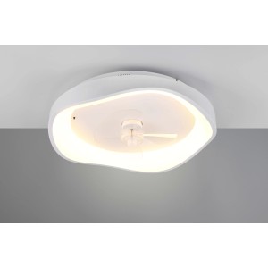 Plafoniera LED bianca t.b.t. con ventilatore integrato.