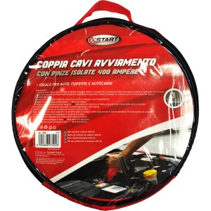Cavi di avviamento in custodia rossa. Kit di emergenza stradale.