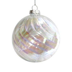 t.b.t. Palla di Natale trasparente con spirali iridescenti.