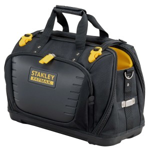 Borsa da lavoro nera Stanley Fatmax con dettagli gialli.