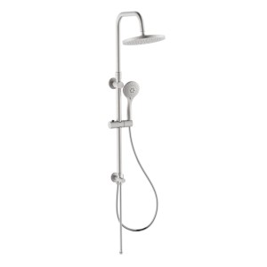 Colonna doccia t.b.t. con soffione e doccetta in look cromato.